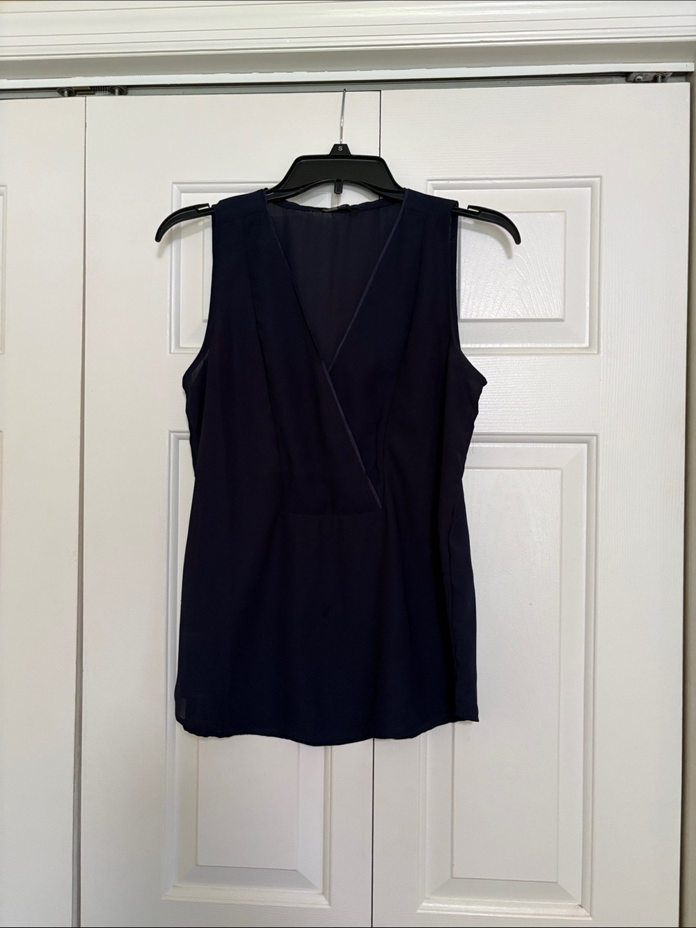 August Silk Dark Navy V-Neck Sleeveless Top